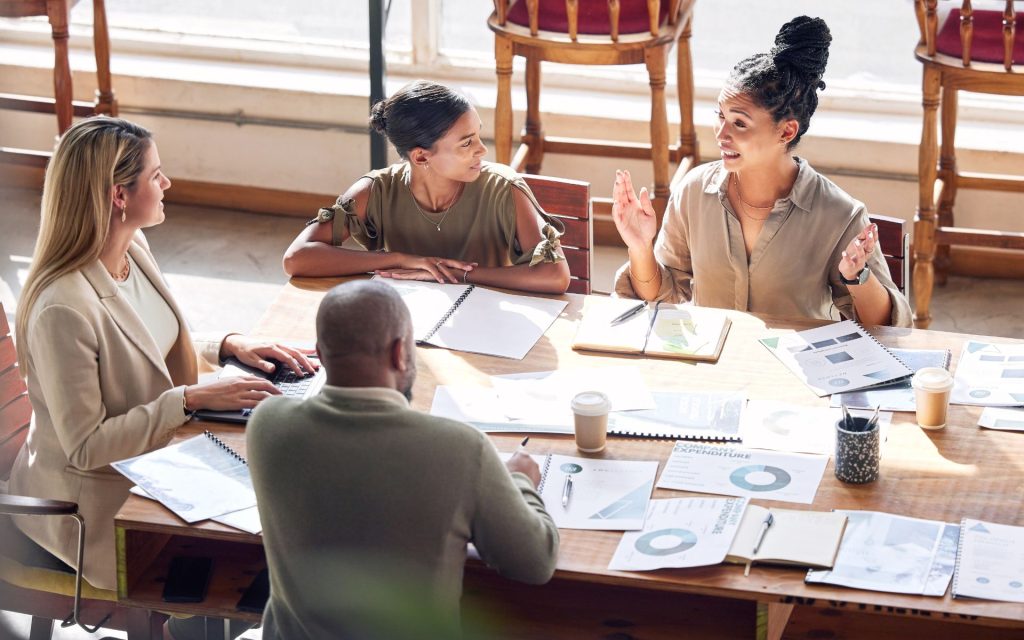 People in a meeting of web design